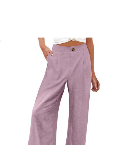 Women's High-Waisted Cotton Linen Wide-Leg Pants 🌿🎐