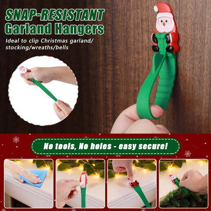 🎅 Decorate for Christmas in Seconds Without Damaging Walls! 12-Pack Santa Claus No-Drill Adhesive Hooks 🎄✨