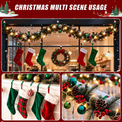 🎅 Decorate for Christmas in Seconds Without Damaging Walls! 12-Pack Santa Claus No-Drill Adhesive Hooks 🎄✨