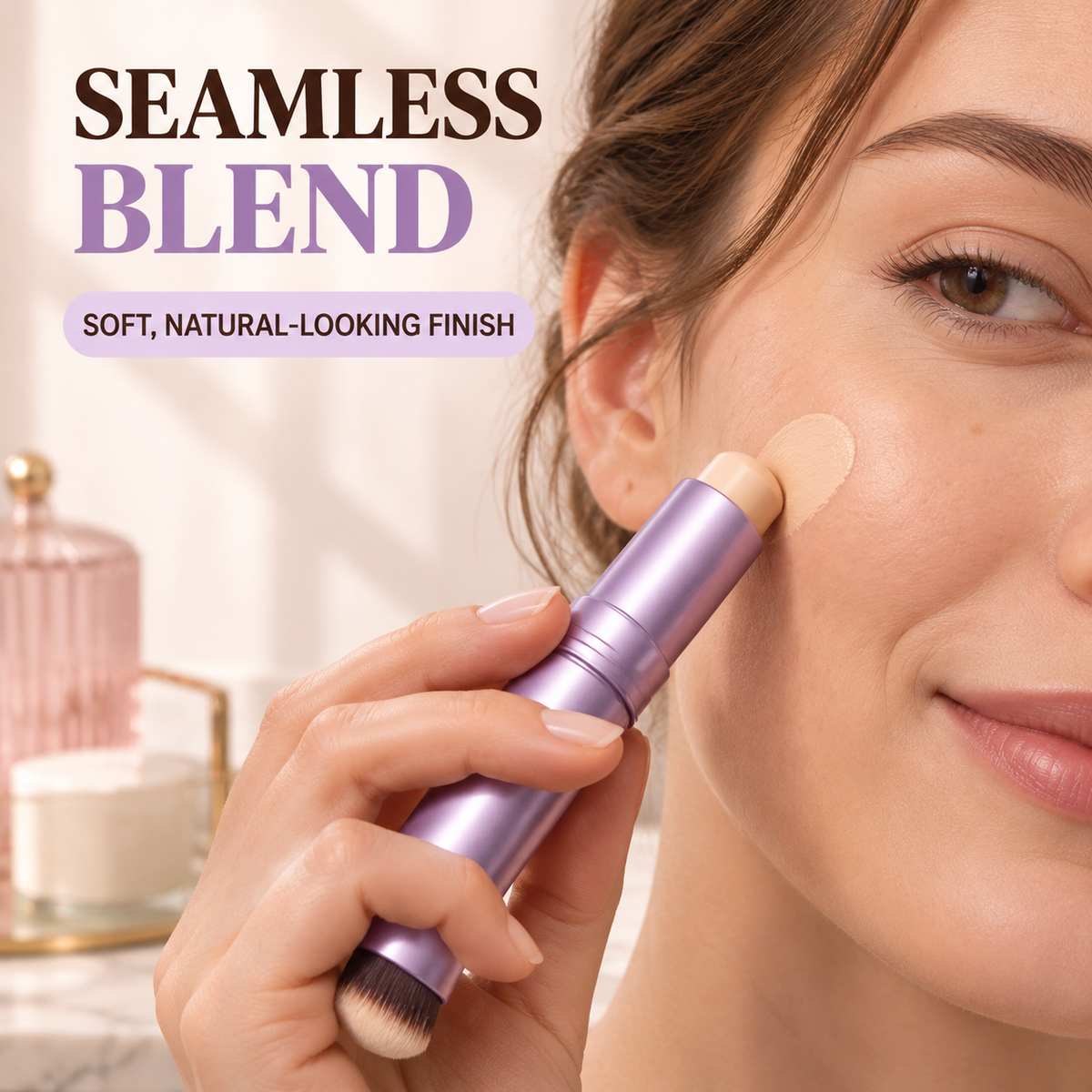 ✨ Ivory Concealer Stick with Built-In Blending Brush – Buildable Coverage & Natural-Looking Finish