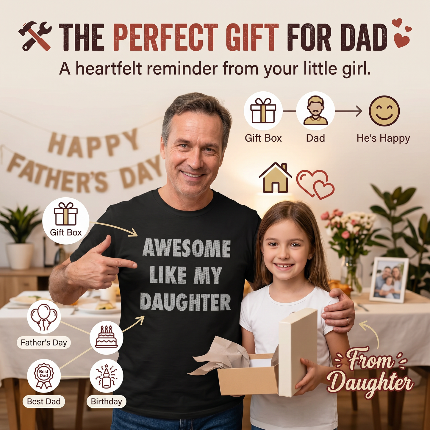 Men's "Awesome Like My Daughter" Funny Graphic T-Shirt
