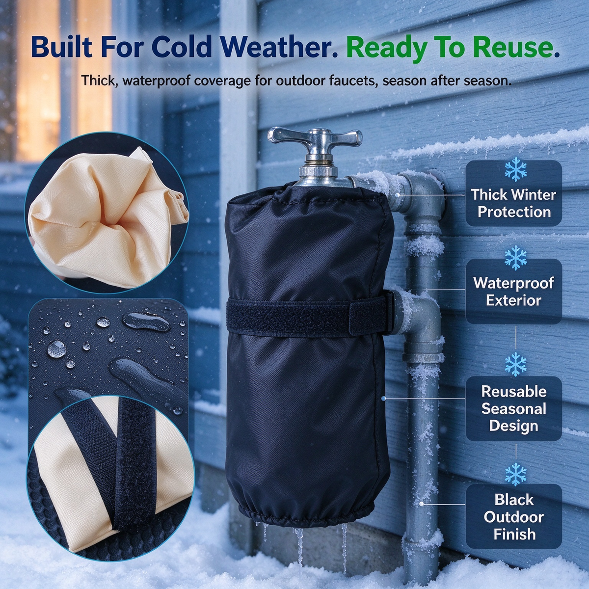 Insulated Outdoor Faucet Freeze Protection Covers（5Pcs）