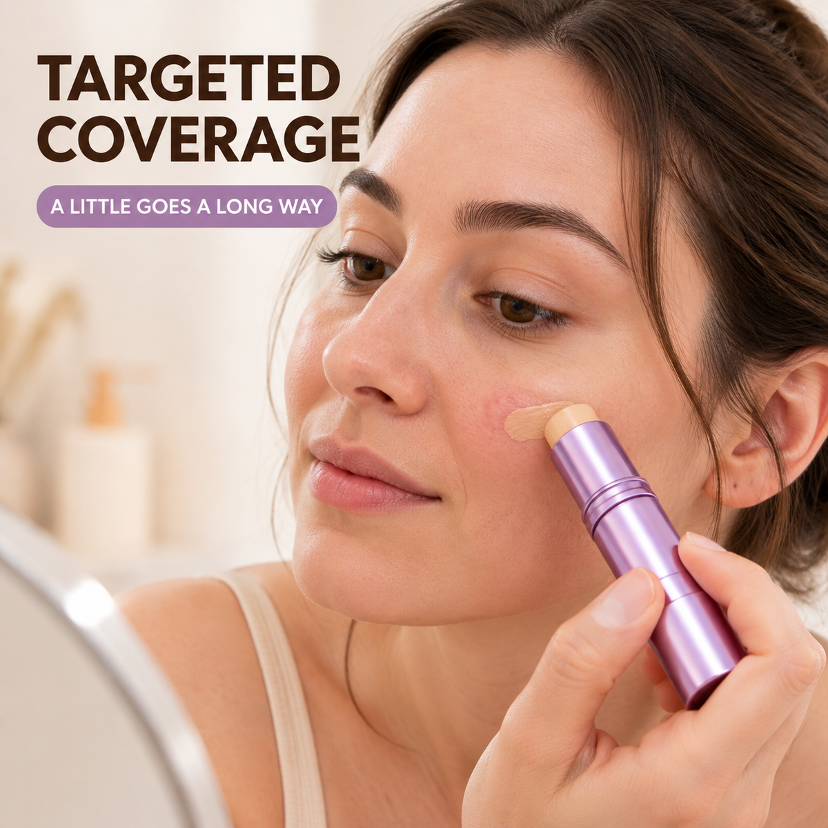✨ Ivory Concealer Stick with Built-In Blending Brush – Buildable Coverage & Natural-Looking Finish