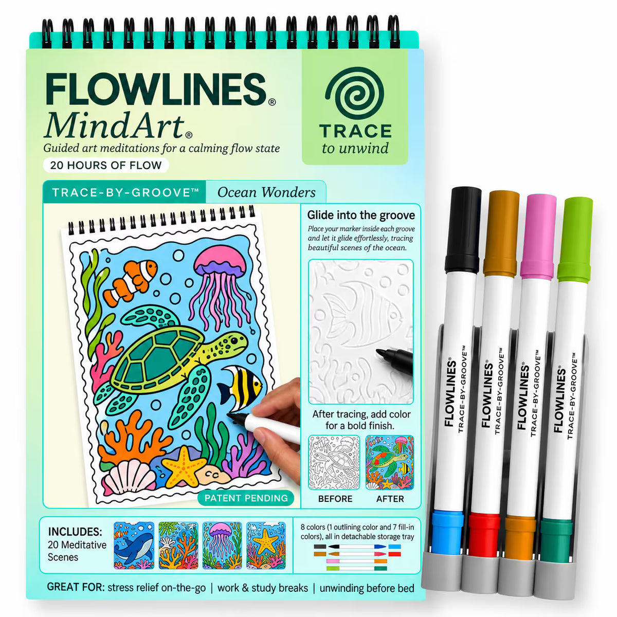 🎨 Unwind & Flow into Perfect Art Every Time! Trace-By-Groove Guided Flow Art Coloring Pad ✨🖍️