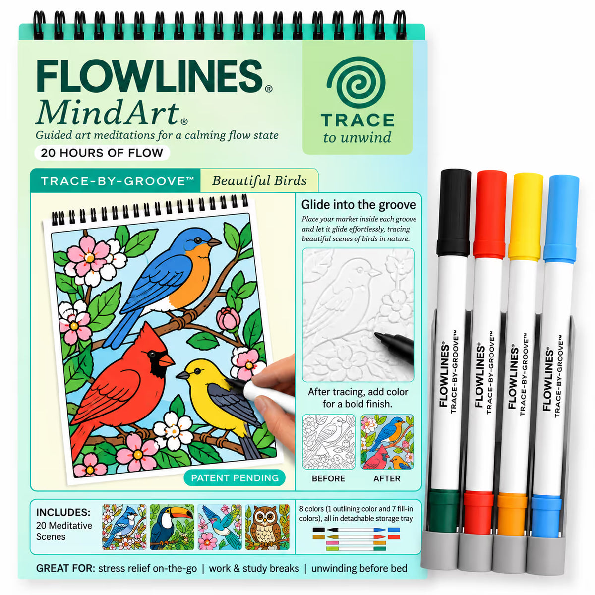 🎨 Unwind & Flow into Perfect Art Every Time! Trace-By-Groove Guided Flow Art Coloring Pad ✨🖍️