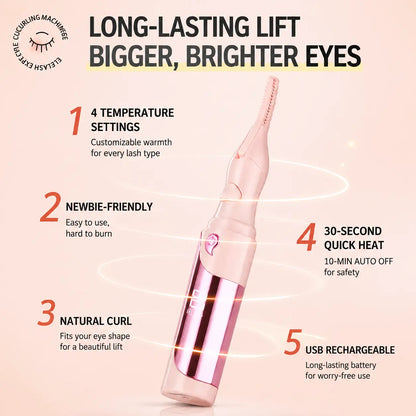 🌡️Smart Heated Eyelash Curler with LED Display | 24H Lash Lift