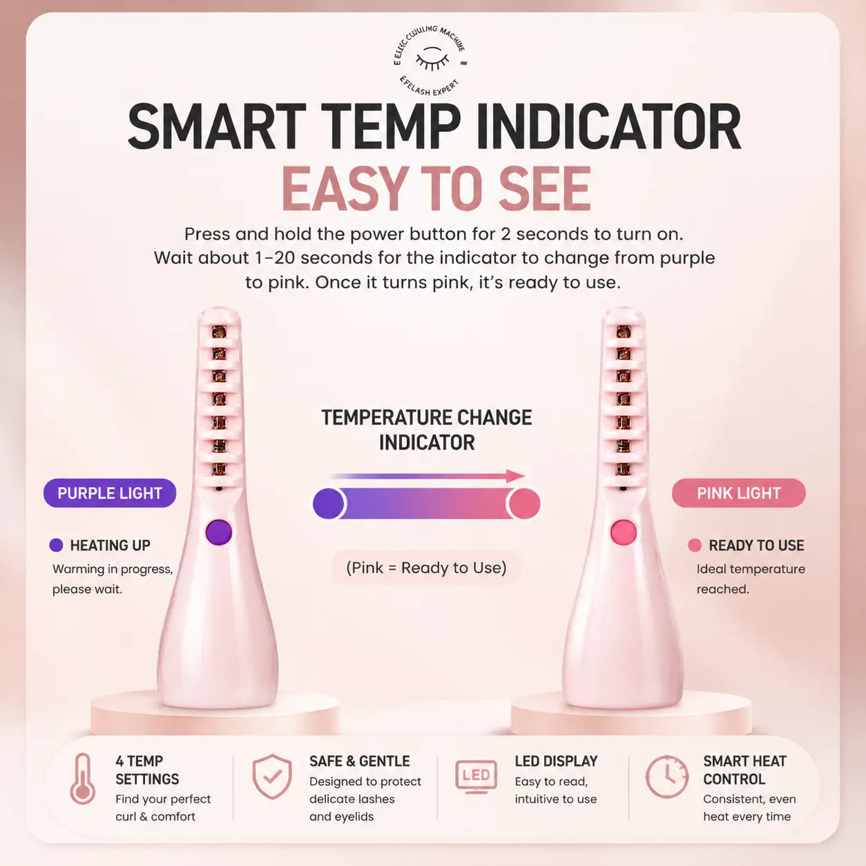🌡️Smart Heated Eyelash Curler with LED Display | 24H Lash Lift