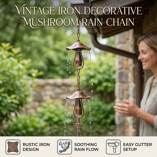 Vintage Iron Decorative Mushroom Rain Chain