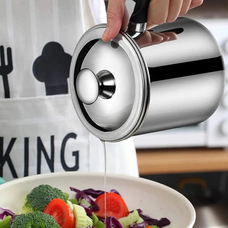 🍳Premium Stainless Steel Oil Strainer & Container Pot | Eco-Kitchen🔄