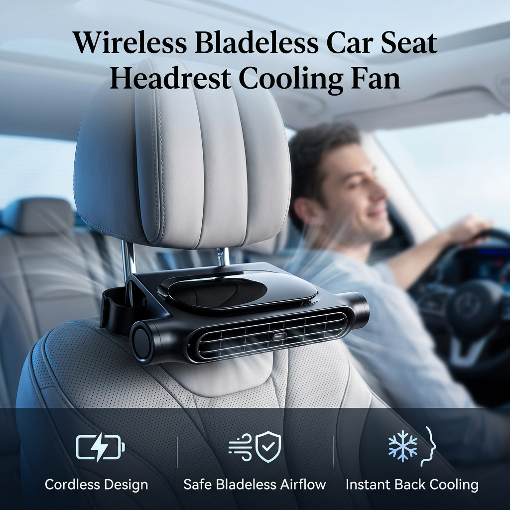Bladeless Car Seat Headrest Cooling Fan