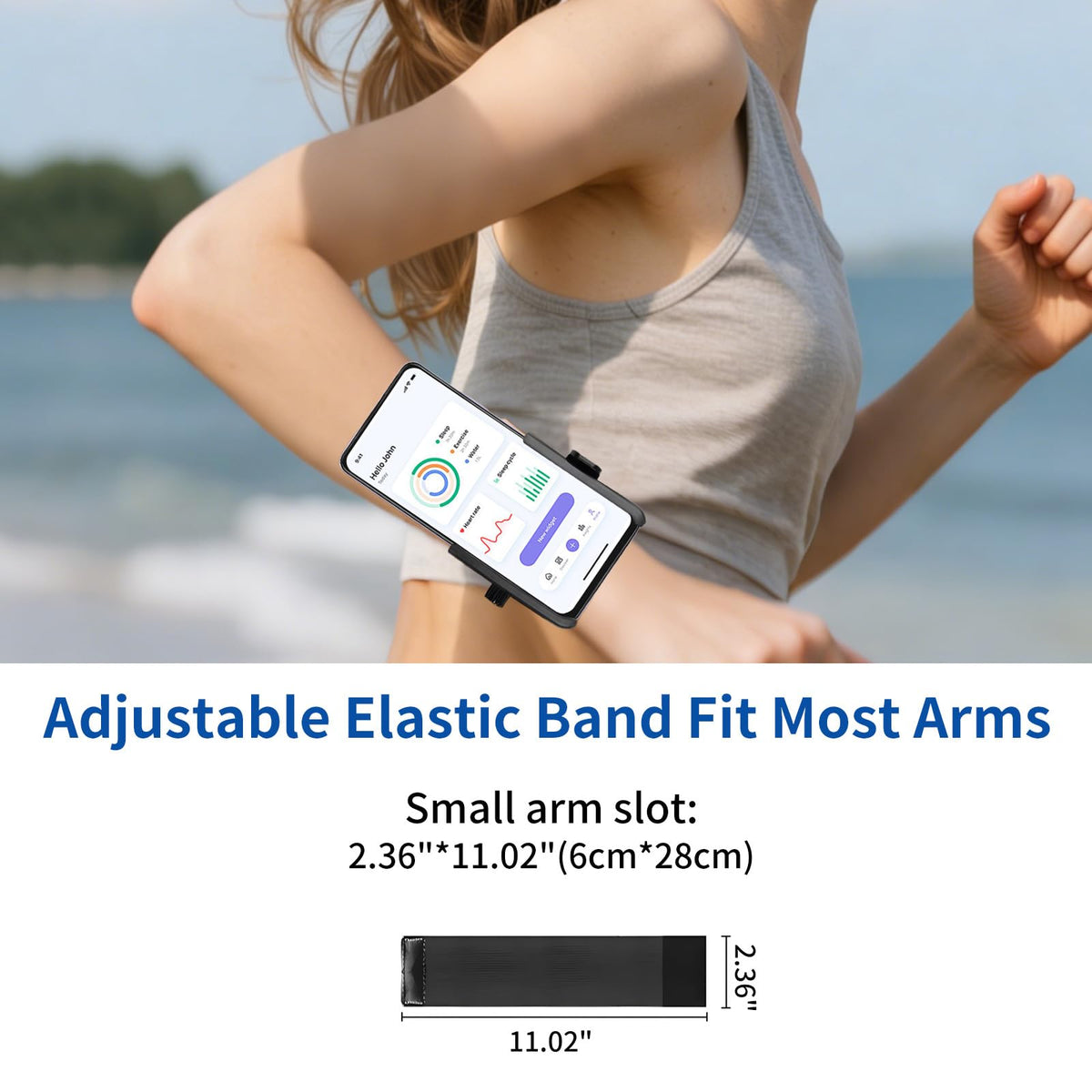 Adjustable elastic phone holder strap for arm