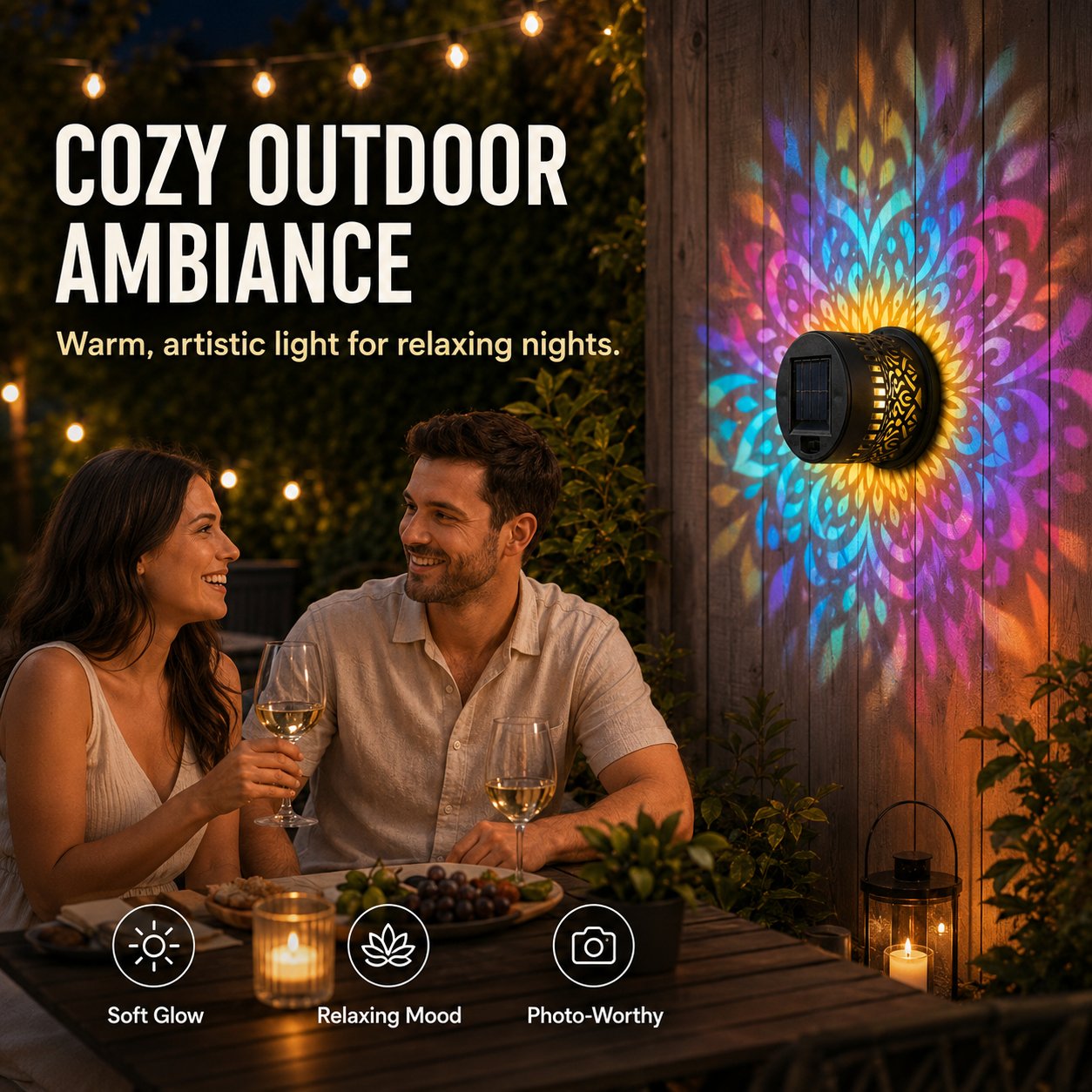 ✨ Mandala Solar Wall Lamp – Magical Patio Night Ambience