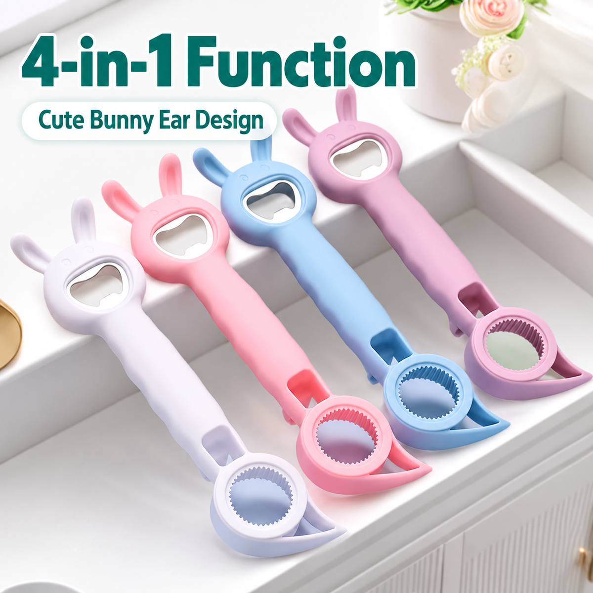 🔧🐰4-in-1 Multifunctional Rabbit-Shaped Bottle and Jar Opener