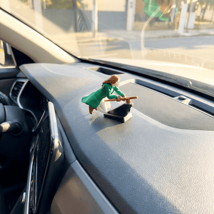 🧙‍♀️✨ Witch & Wizard Broomstick Dashboard Ornament – Magical Ride