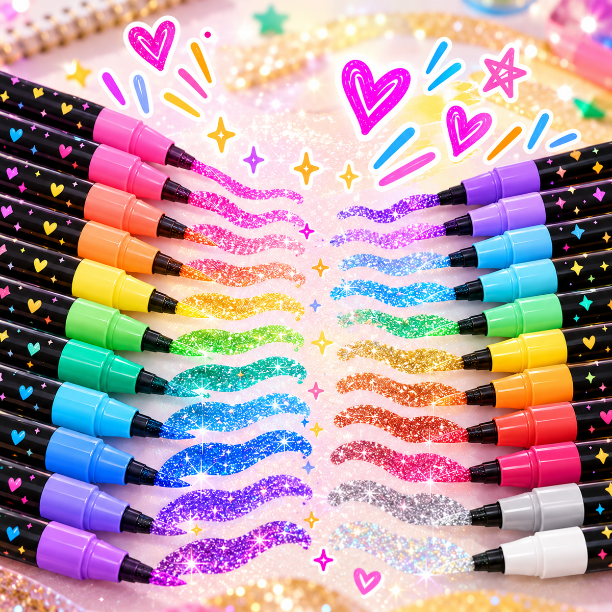 ✨ Dual-color glitter pen – making every detail shine