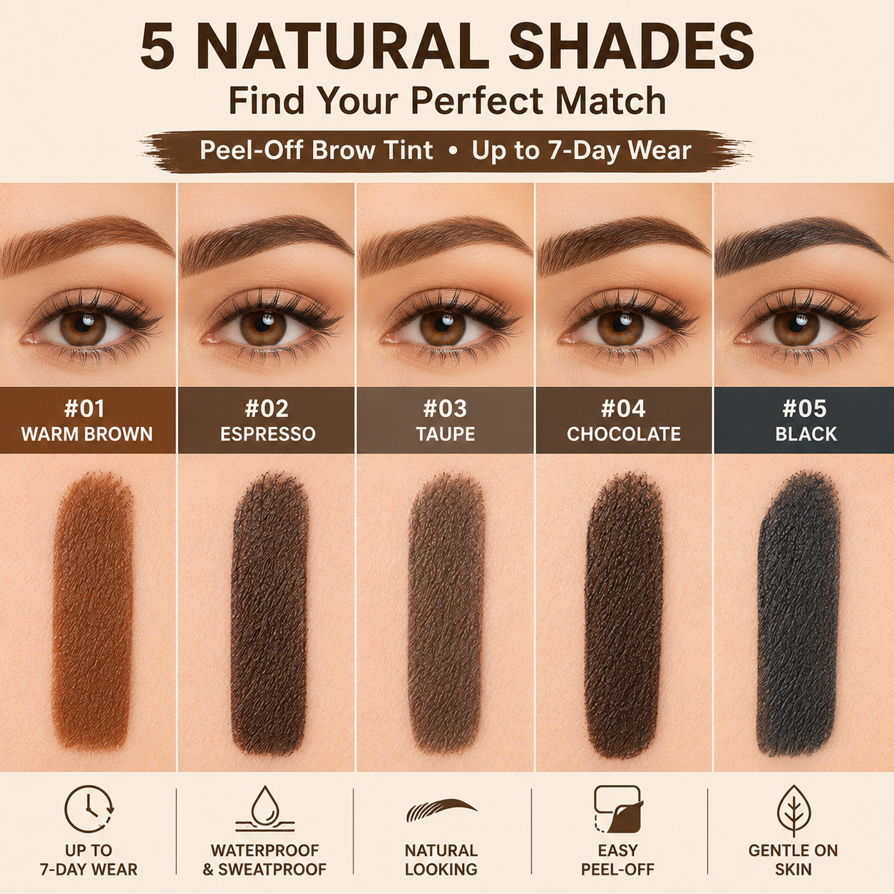 ✨ Peel-Off Brow Tint | 7-Day Wear | Waterproof