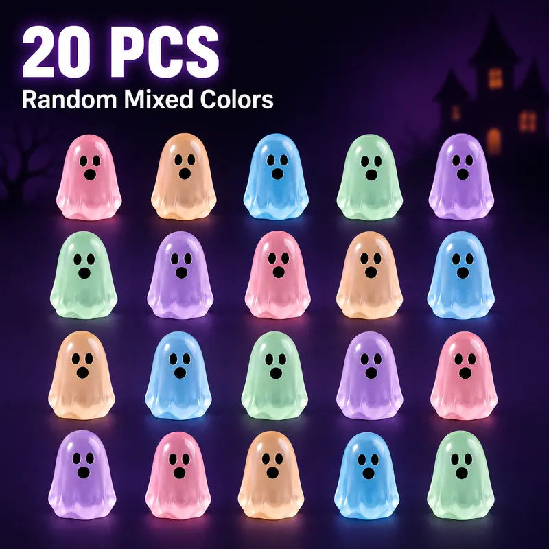 Luminous Mini Ghost Figurines – Glow in the Dark Pastel Set
