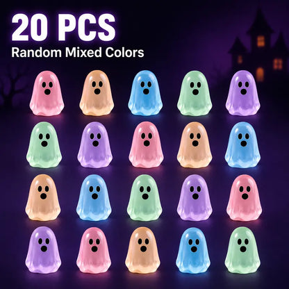 Luminous Mini Ghost Figurines – Glow in the Dark Pastel Set