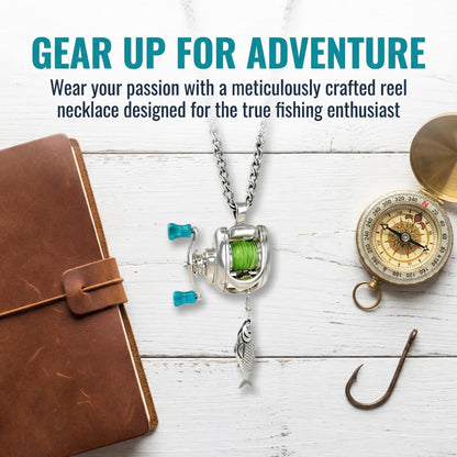 😍 Collectible Mini Fishing Reel Pendant Necklace for Anglers