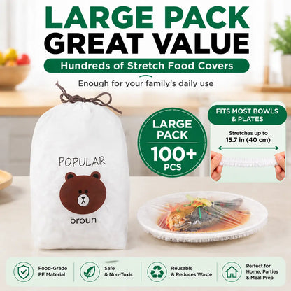 🥗100PCS Stretch Bowl Covers – Freshness Sealed, Waste Reduced