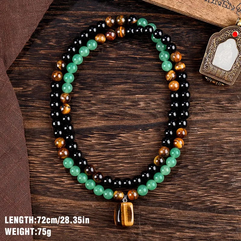 ✨ Money Attraction Necklace 💰 Green Aventurine & Tiger Eye Crystal
