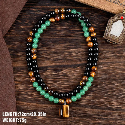 ✨ Money Attraction Necklace 💰 Green Aventurine & Tiger Eye Crystal