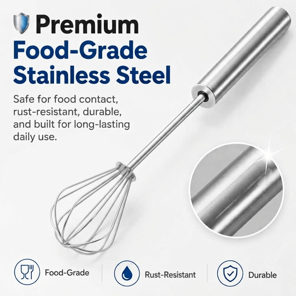 ⚙️Stainless steel semi-automatic rotary whisks - suitable for whipping coffee and eggs