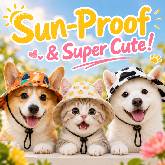 ☀️ Cute Pet Sun Hat with Ear Holes - Adjustable Cap for Dogs & Cats 🐾