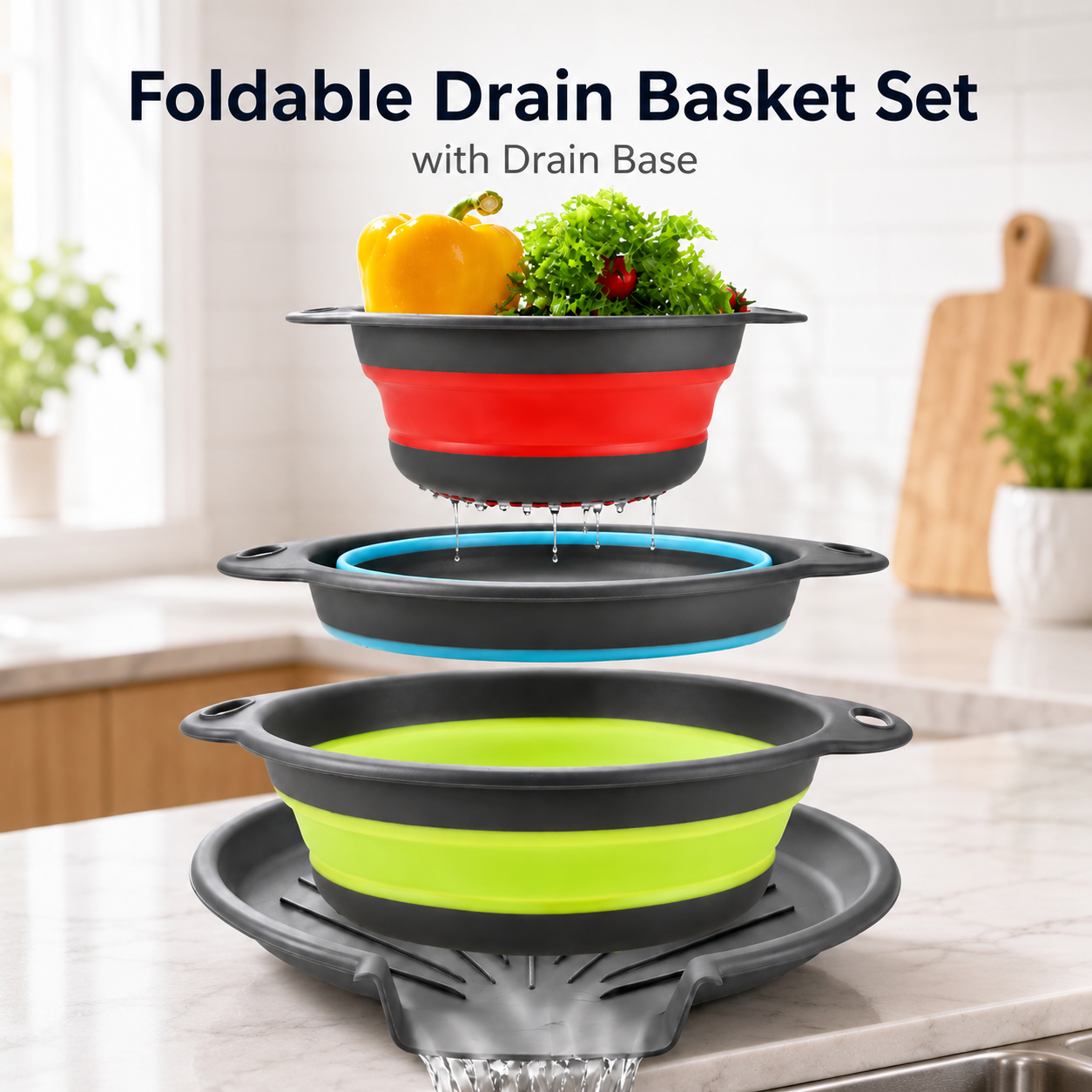 🌊Foldable Drain Basket Set - with Drain Base