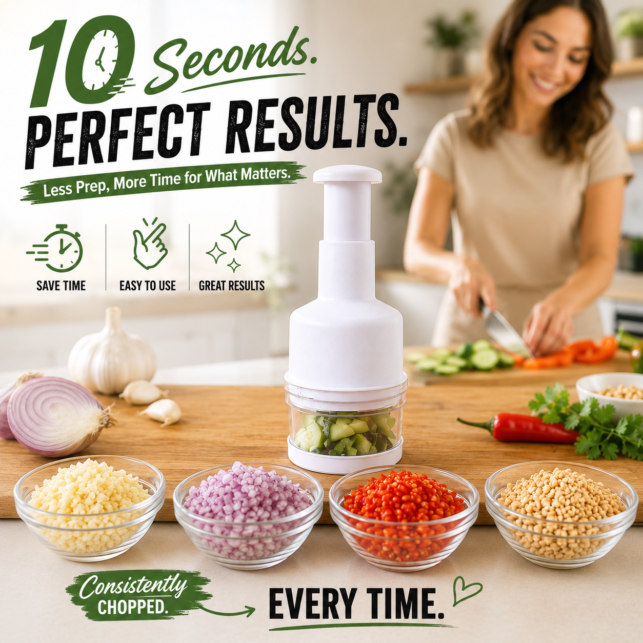 🧄 304 Stainless Steel Press Chopper