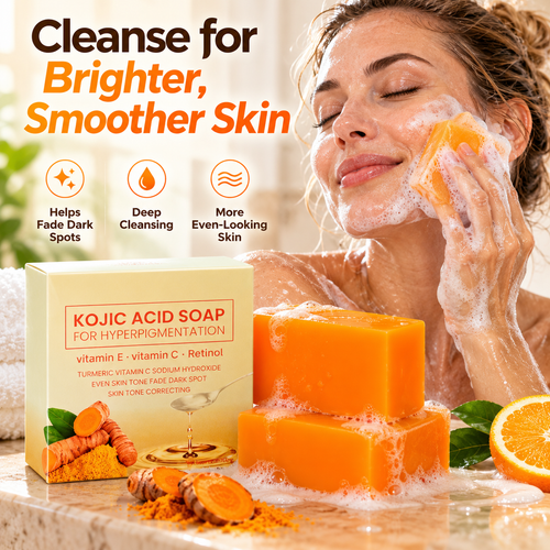 🧡 Kojic Acid Brightening Cleansing Soap – Your Daily Skin Renewal Ritual