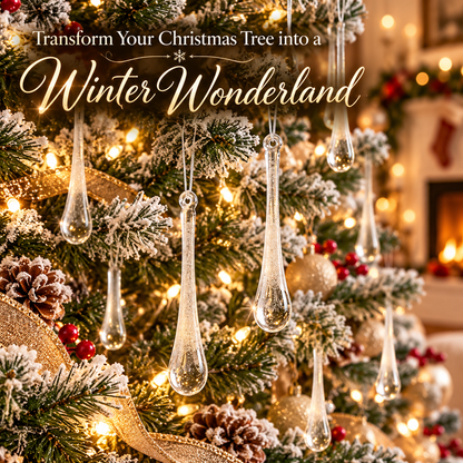 Clear Crystal Snowflake & Icicle Christmas Ornaments