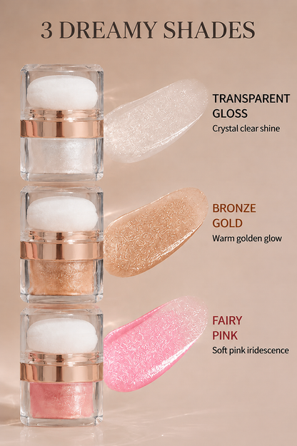 3-Shade Shimmer Highlighter with Puff | Face & Body Glow