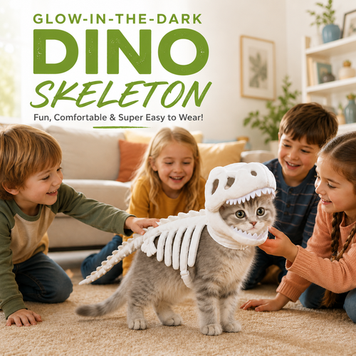 🦖 Glow-in-the-Dark Dino Skeleton Pet Costume