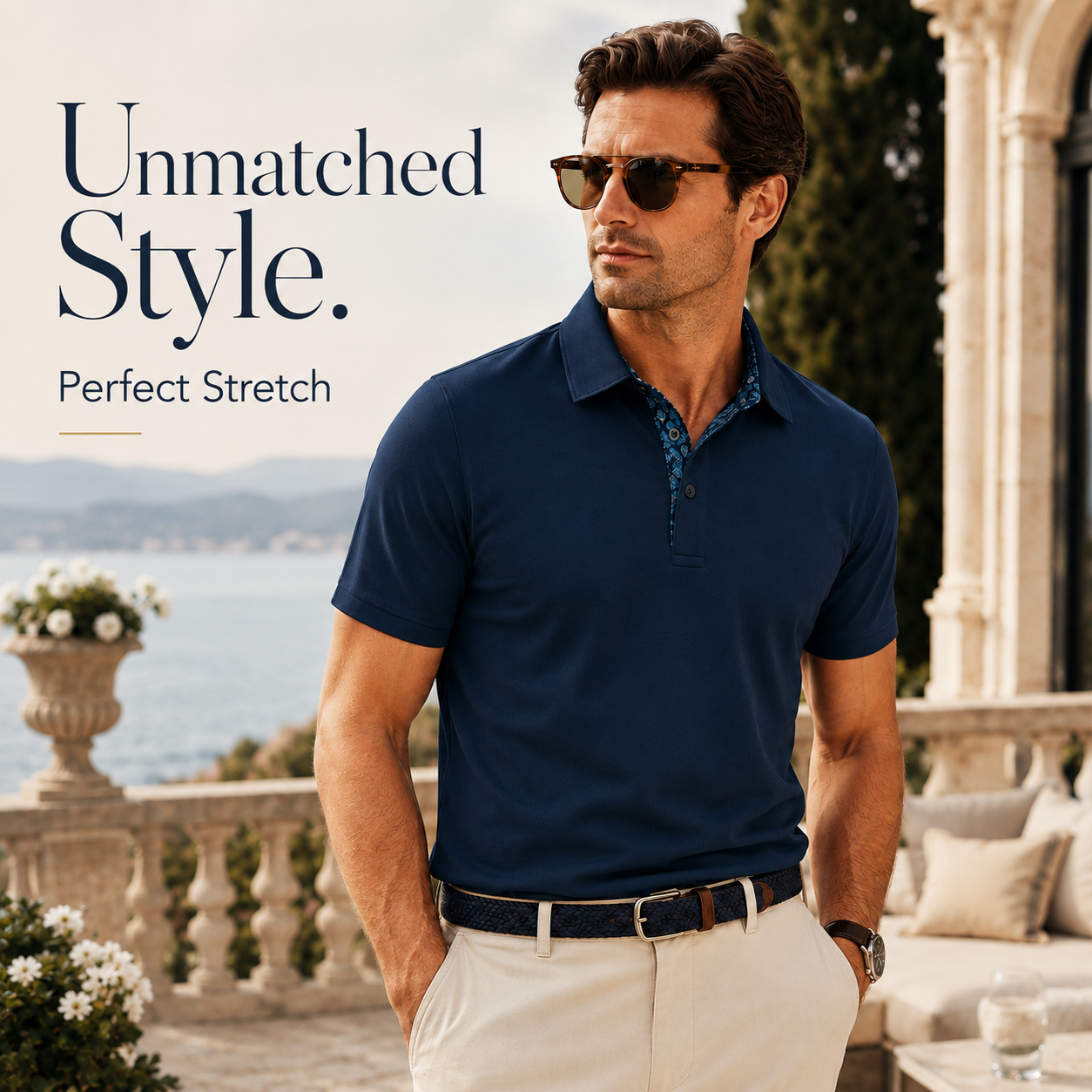 👔 Men's Premium Contrast Collar Polo