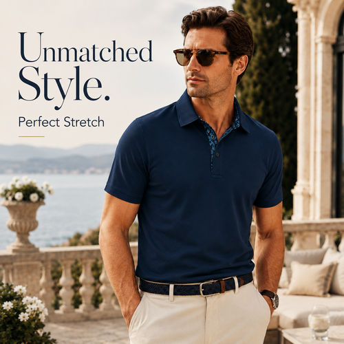 👔 Men's Premium Contrast Collar Polo