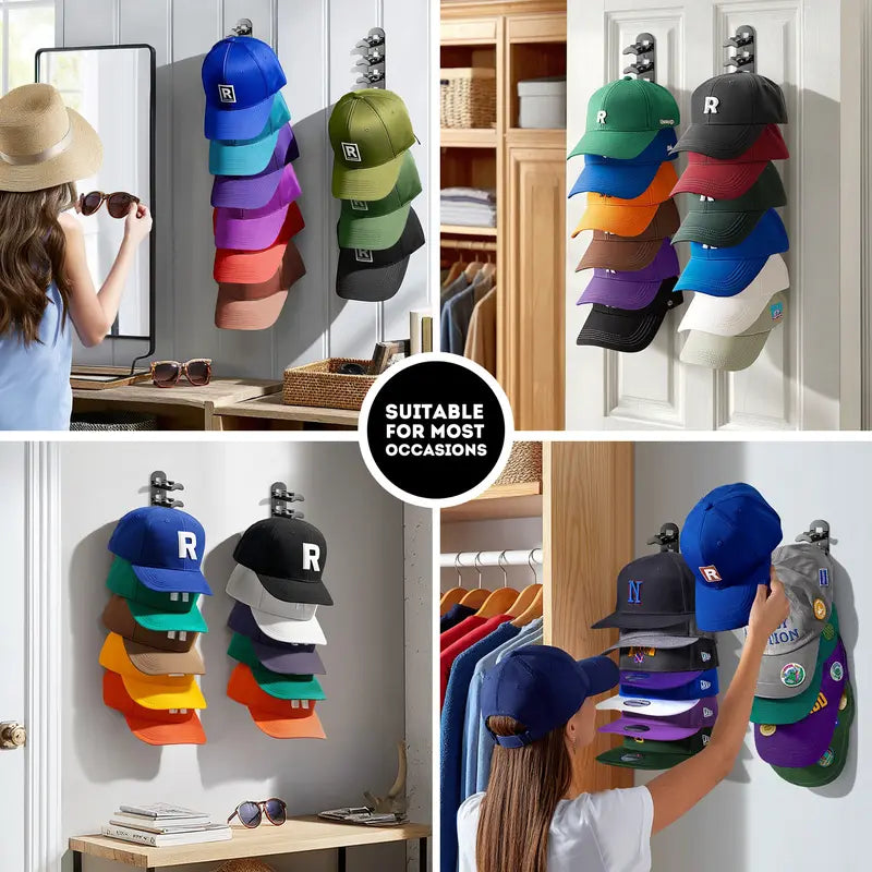 🧢 Vertical Adhesive Wall Hat Rack Organizer (2-Pack)