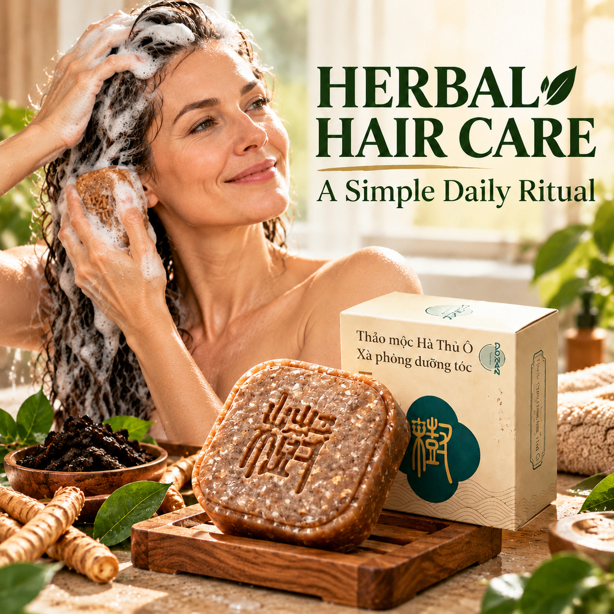 🌿 Herbal Shampoo Bar – A Rich, Foamy Cleanse for Your Hair