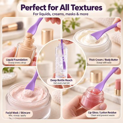 🥄3-Piece Silicone Makeup Spoon and Spatula Set - Suitable for Jars, Bottles, Tubes