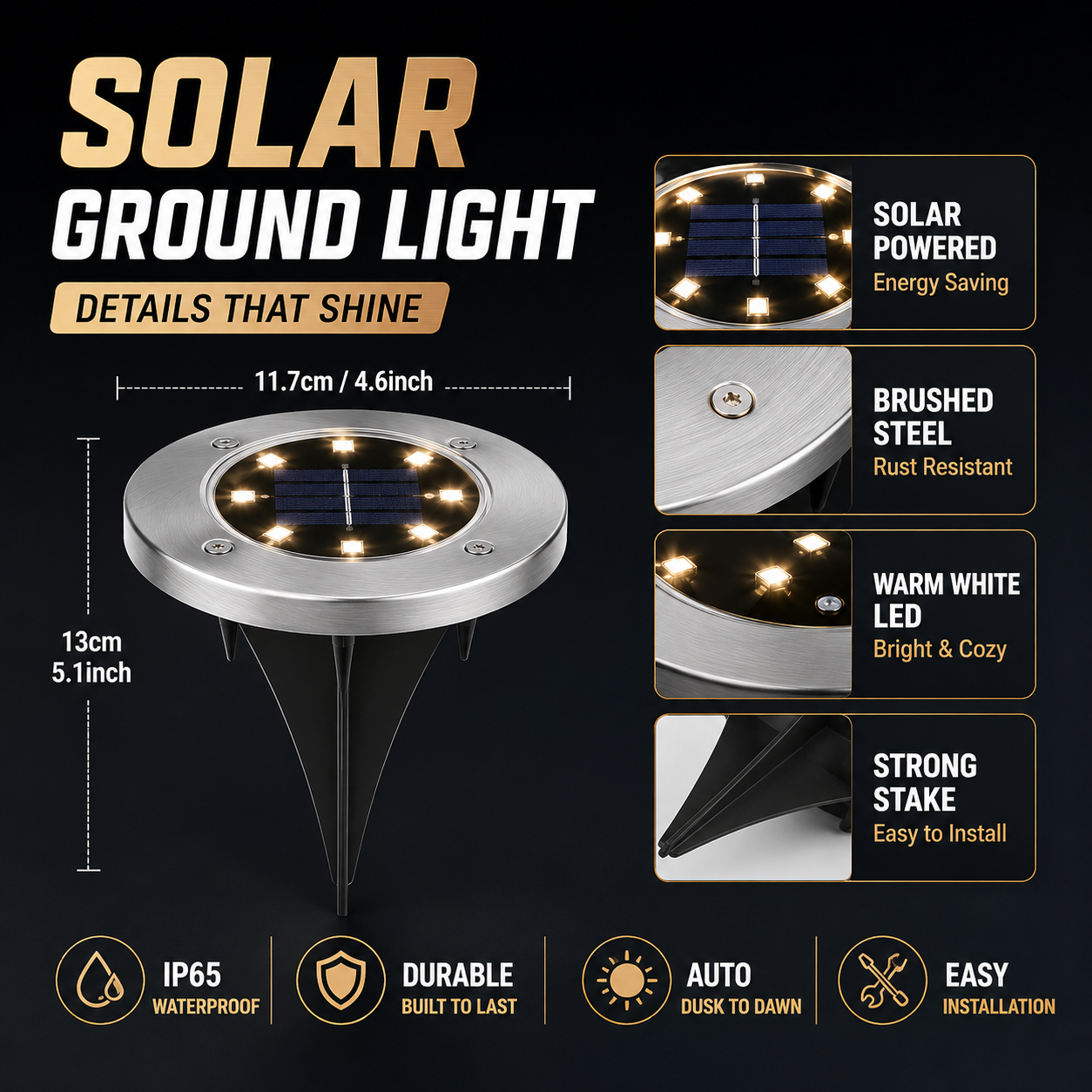 🌟 Solar Stainless Steel In-Ground Garden Lights 🌟