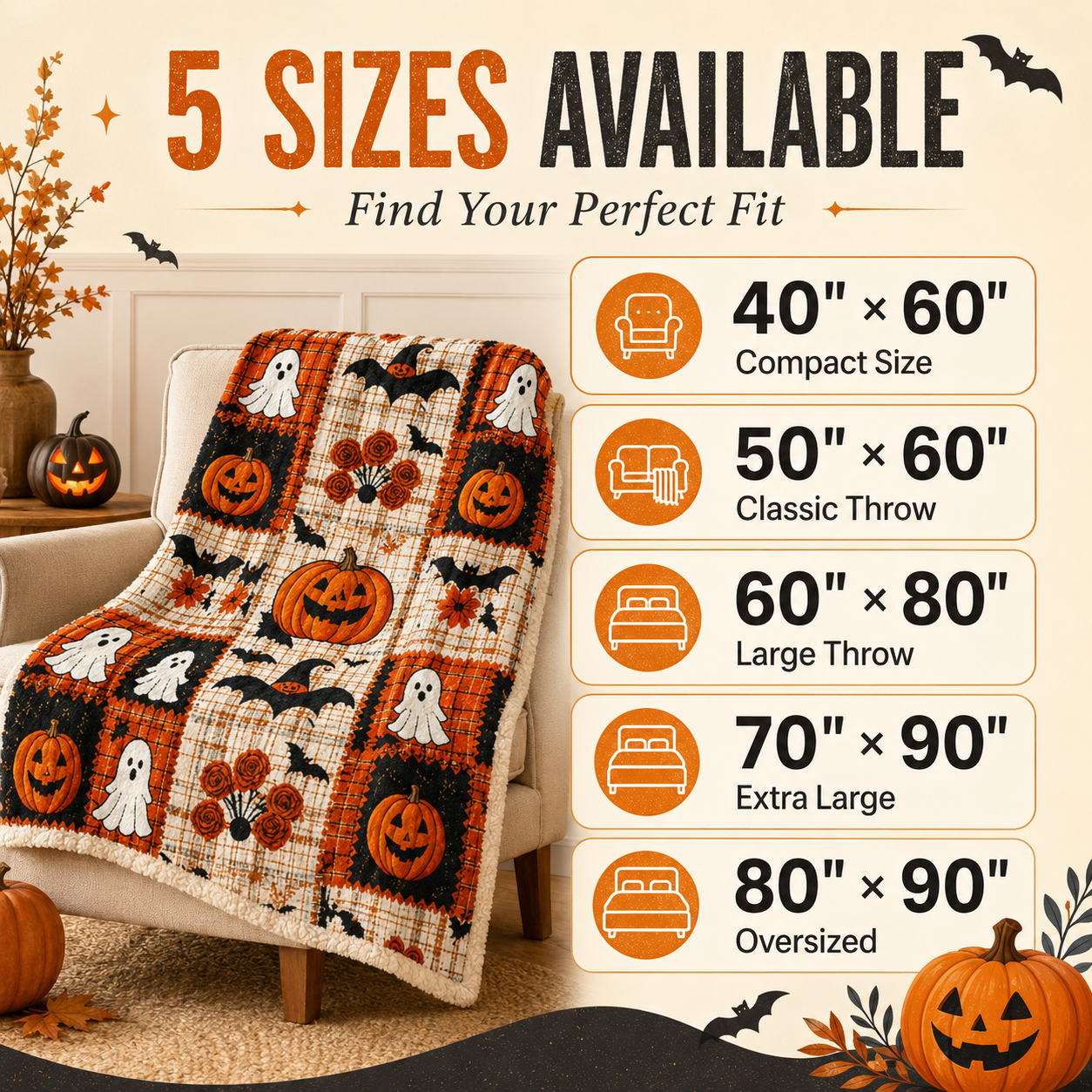 Spooky Cozy Halloween Throw Blanket👻