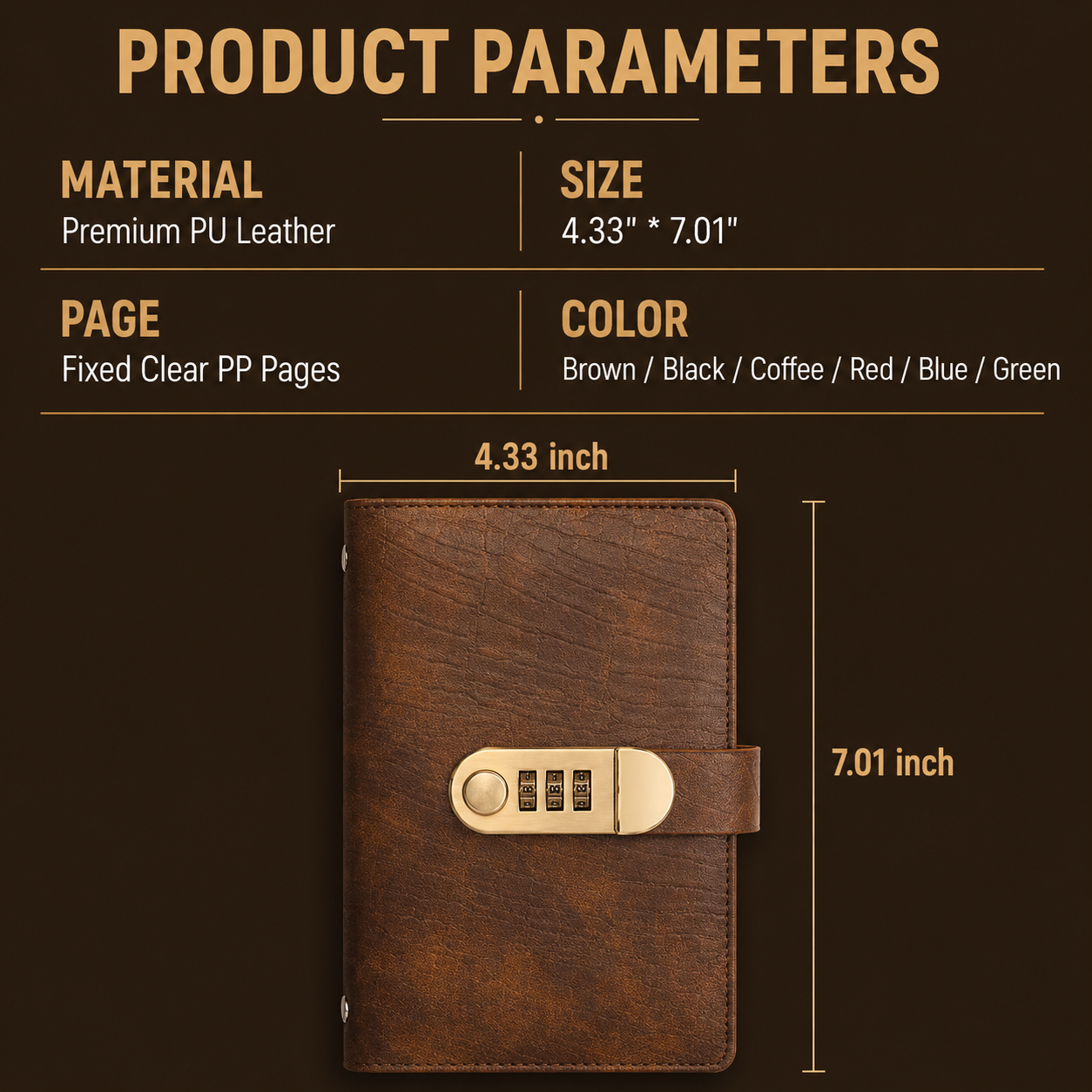 💵100 Sheets Transparent Pocket Wallet - With Combination Lock