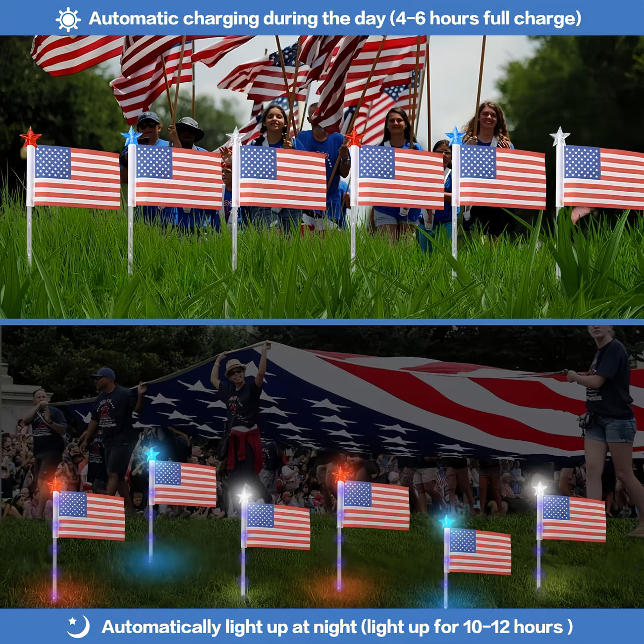 🇺🇸 8-Piece Flag Light Set ✨ 4th of July Yard Decor