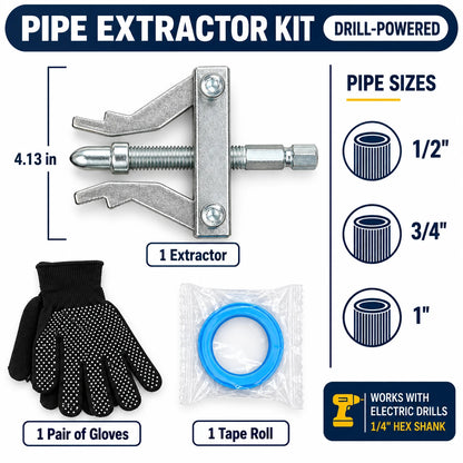 Broken Pipe Thread Extractor for Drill | 1/2", 3/4" & 1"