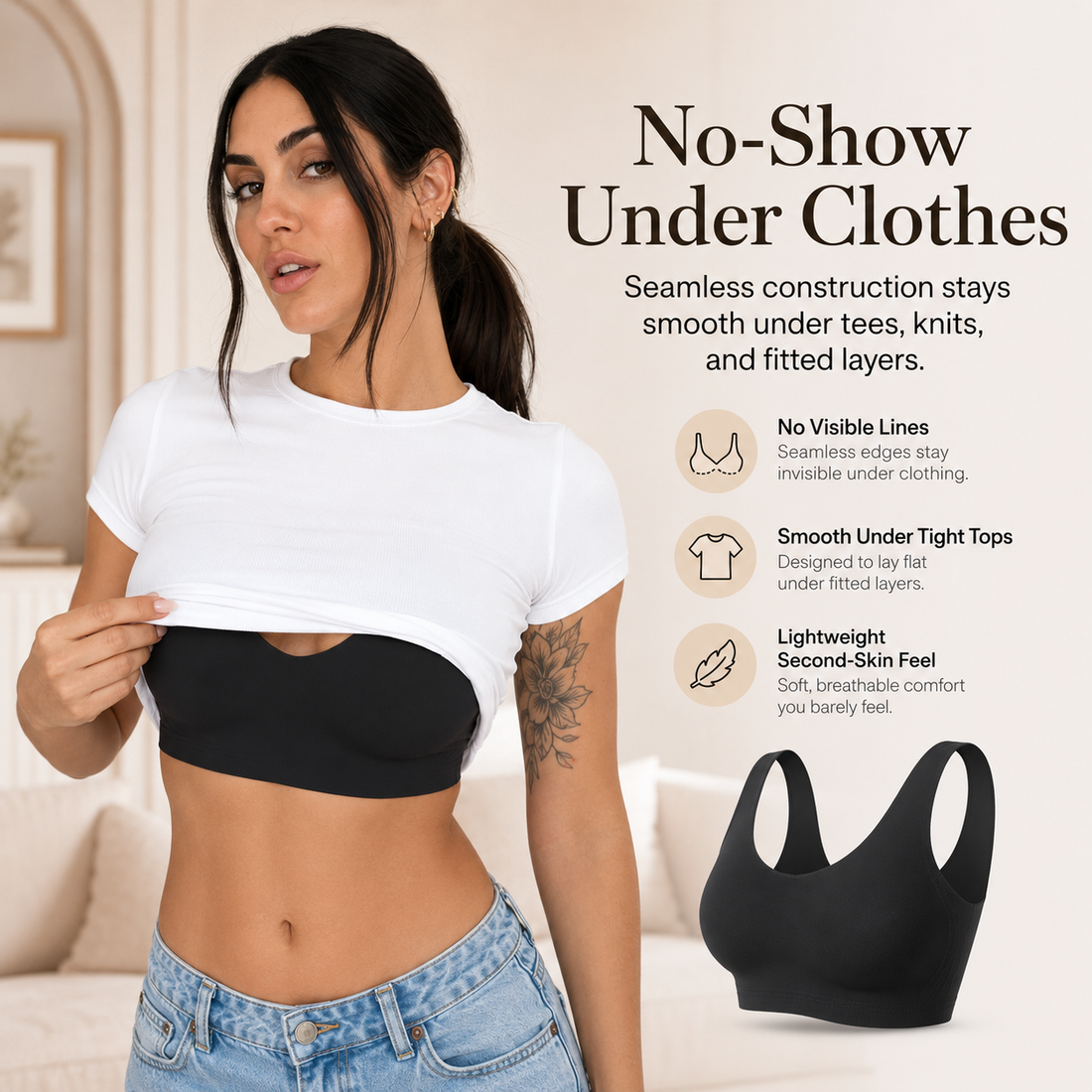 ✨ Invisible Second-Skin Bralette | Seamless, Wireless & Breathable
