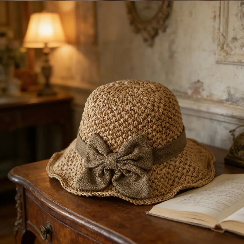 👒✨Elegant Woven Straw Sun Hat with Bow