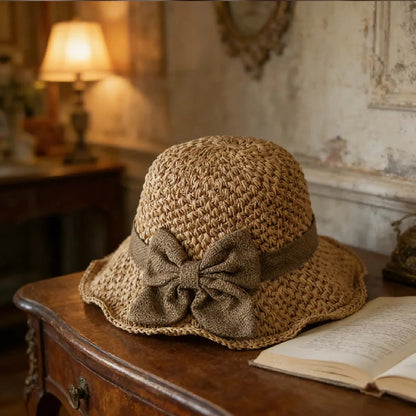 👒✨Elegant Woven Straw Sun Hat with Bow