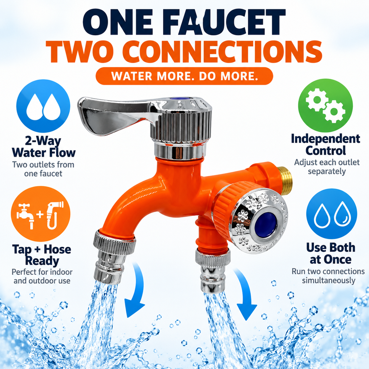 🚰Plastic Washing Machine Faucet with Dual Outlets – Freeze-Resistant and High-Temperature Resistant