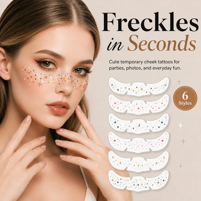 ✨ 6 Pcs Temporary Freckle Face Tattoos – Buy 2 Get 1 Free