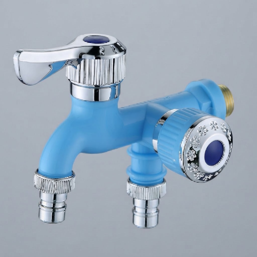 🚰Plastic Washing Machine Faucet with Dual Outlets – Freeze-Resistant and High-Temperature Resistant